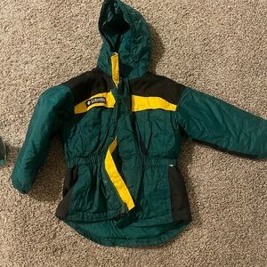 Columbia Kids Green and Yellow Puffer Jacket